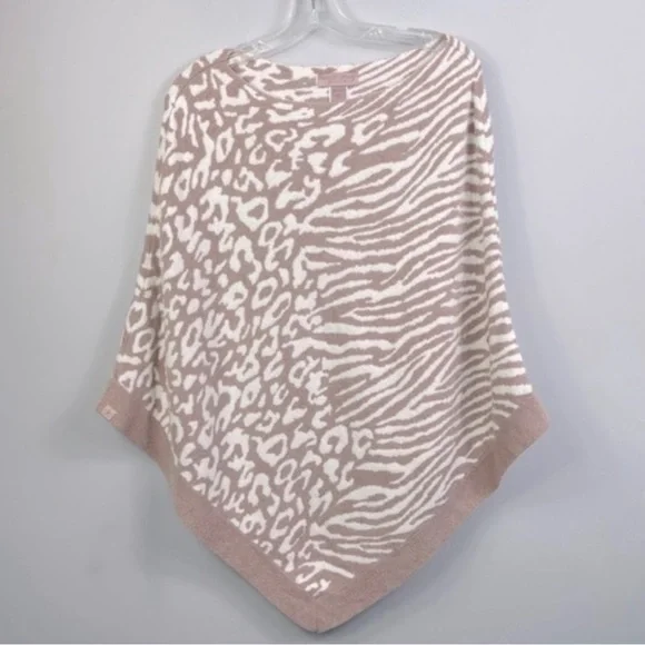 NWT Barefoot Dreams Cozychic Lite Ocean Breeze Poncho - Faded Rose Animal Print - Picture 6 of 7